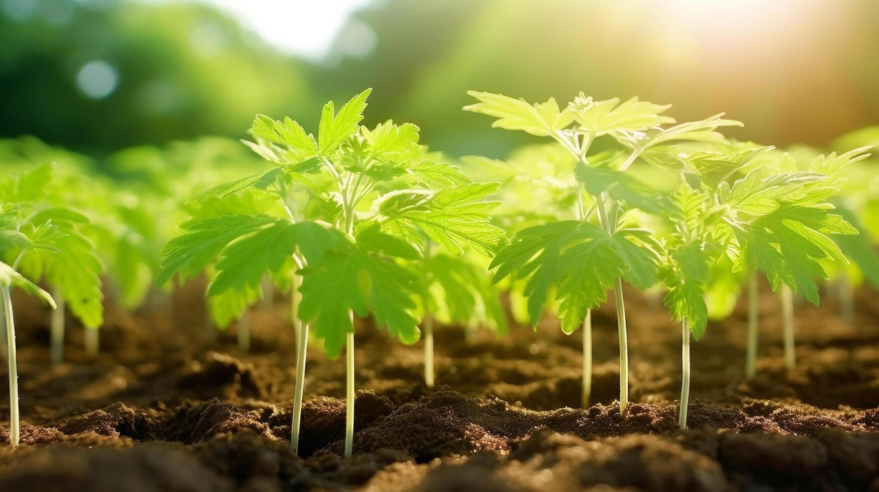 AI generated Papaya tree seedlings flourishing in a vibrant tropical farm photo