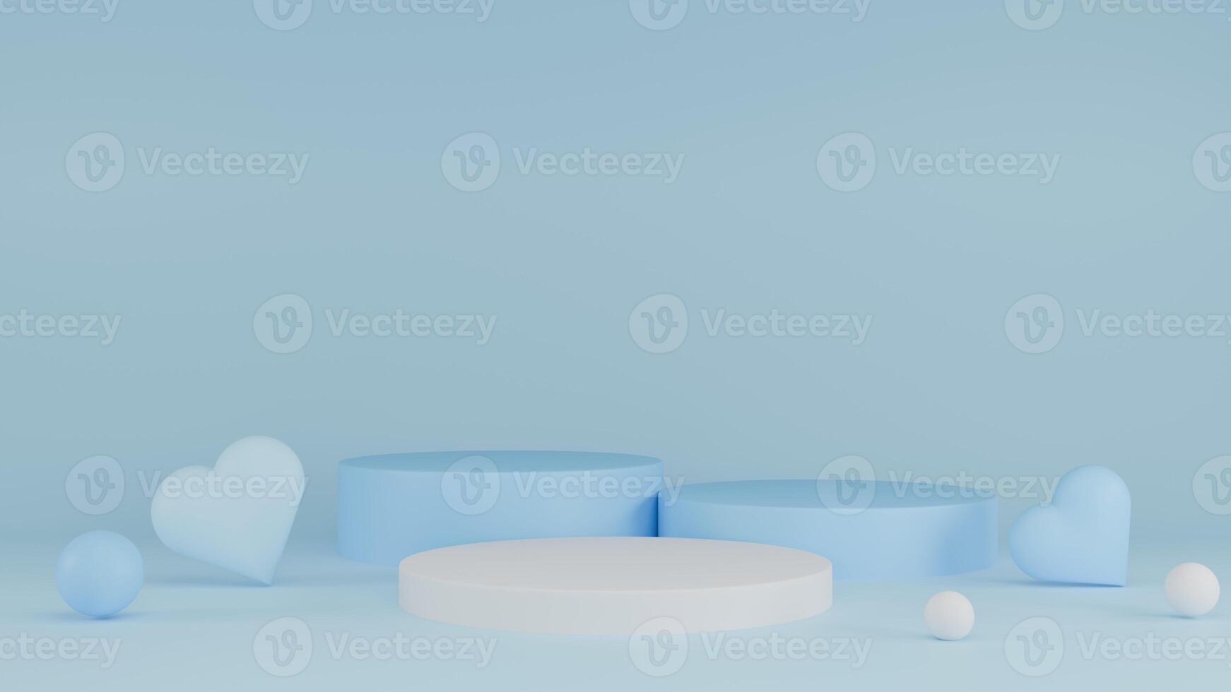 3D Rendering abstract blue background with podium photo