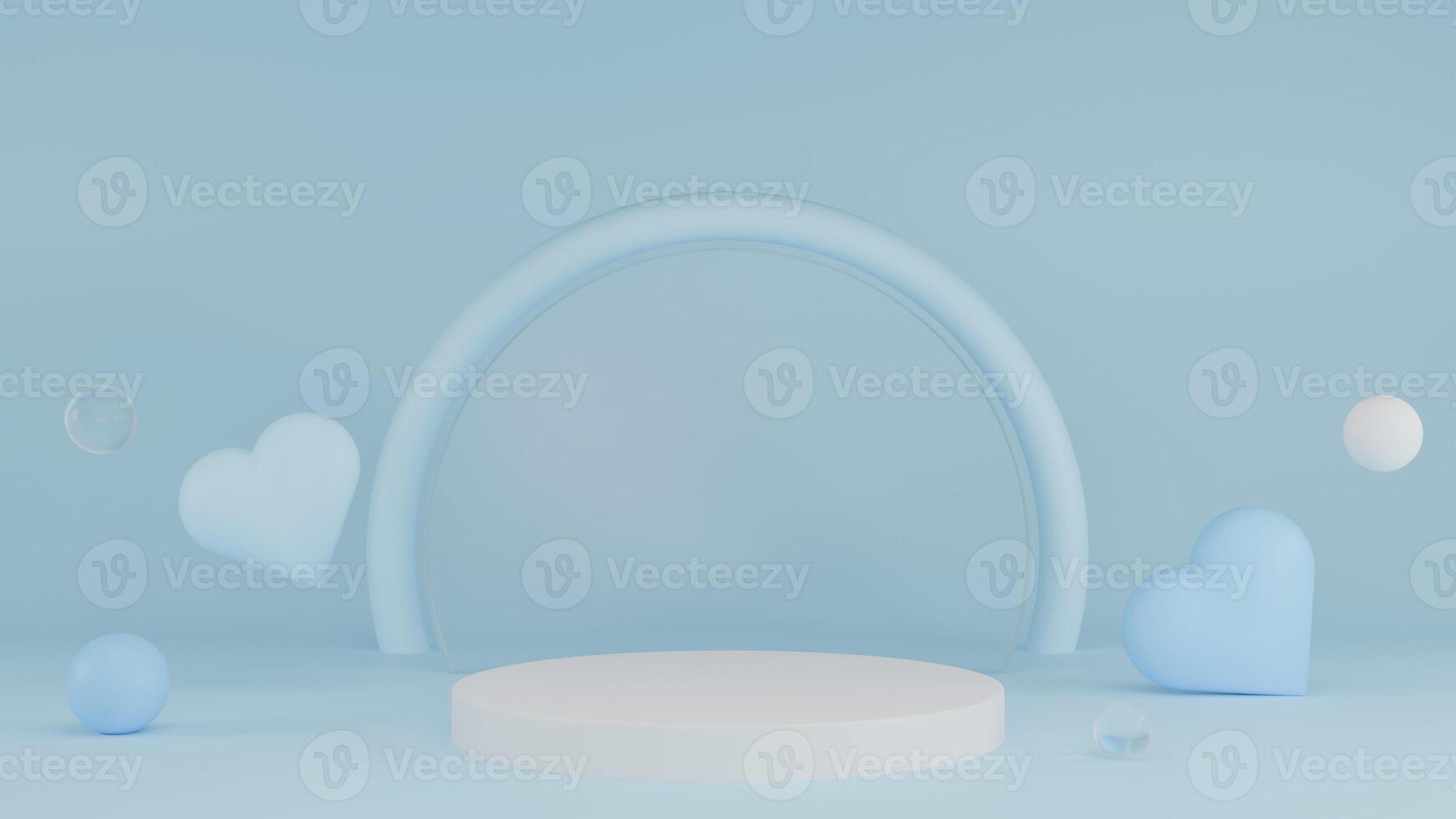 3D Rendering abstract blue background with podium photo