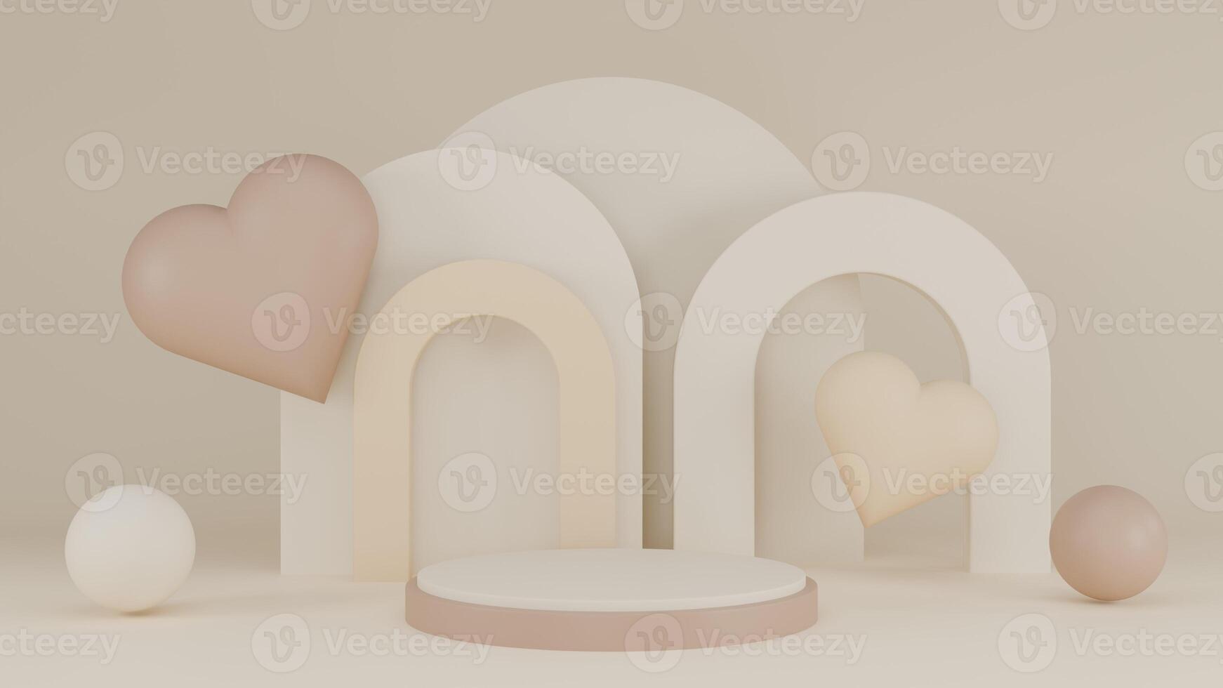 3D Rendering abstract beige background with podium photo