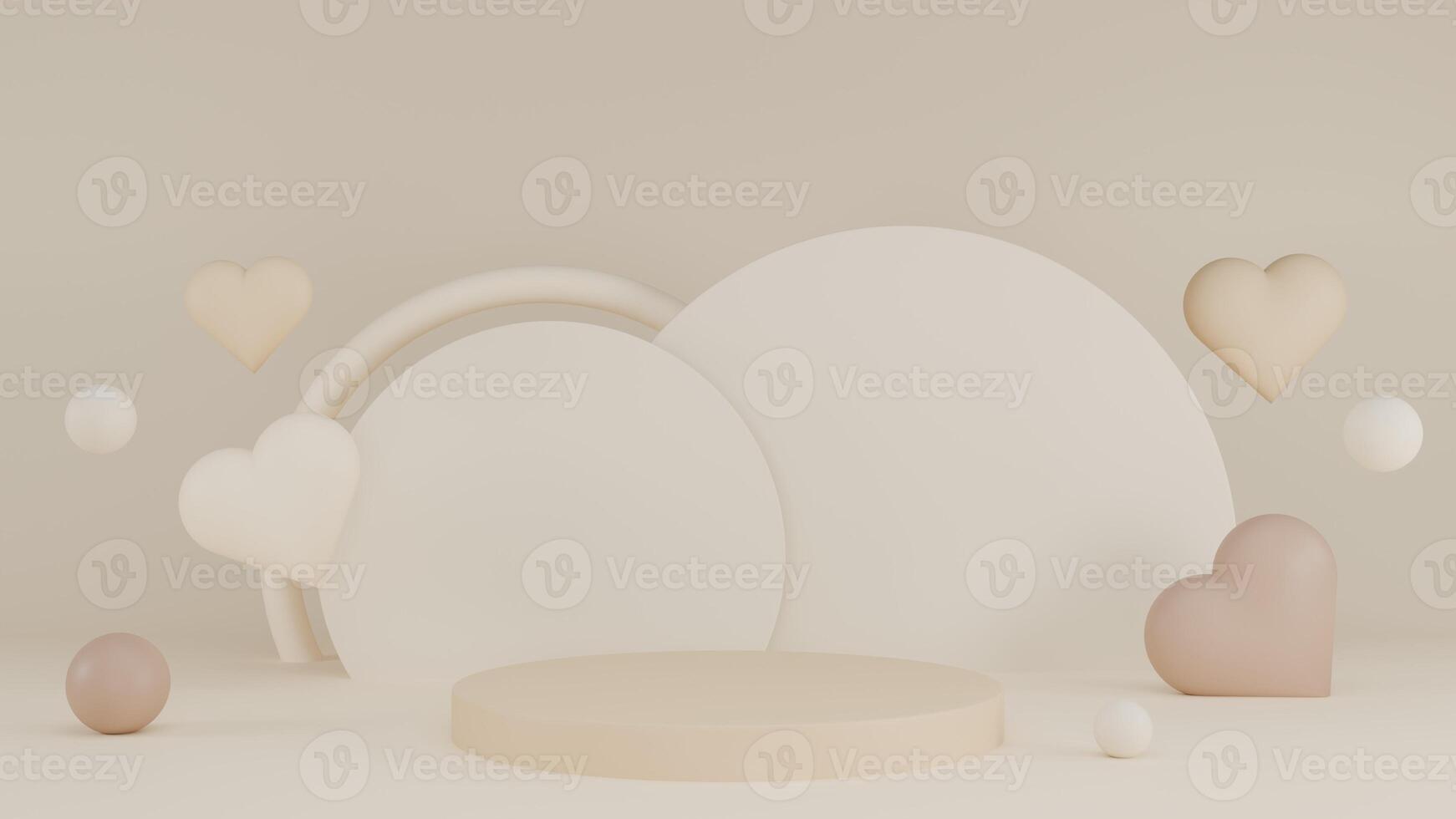 3D Rendering abstract beige background with podium photo