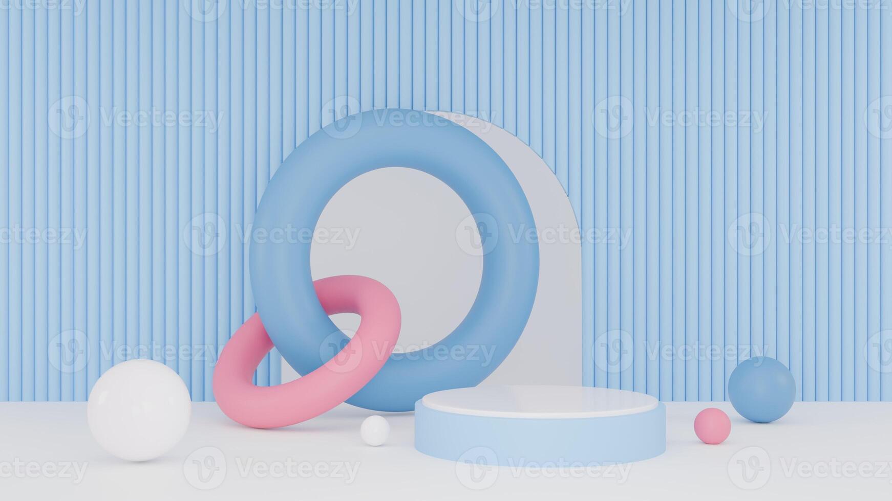 3d representación resumen azul y rosado antecedentes con blanco podio foto