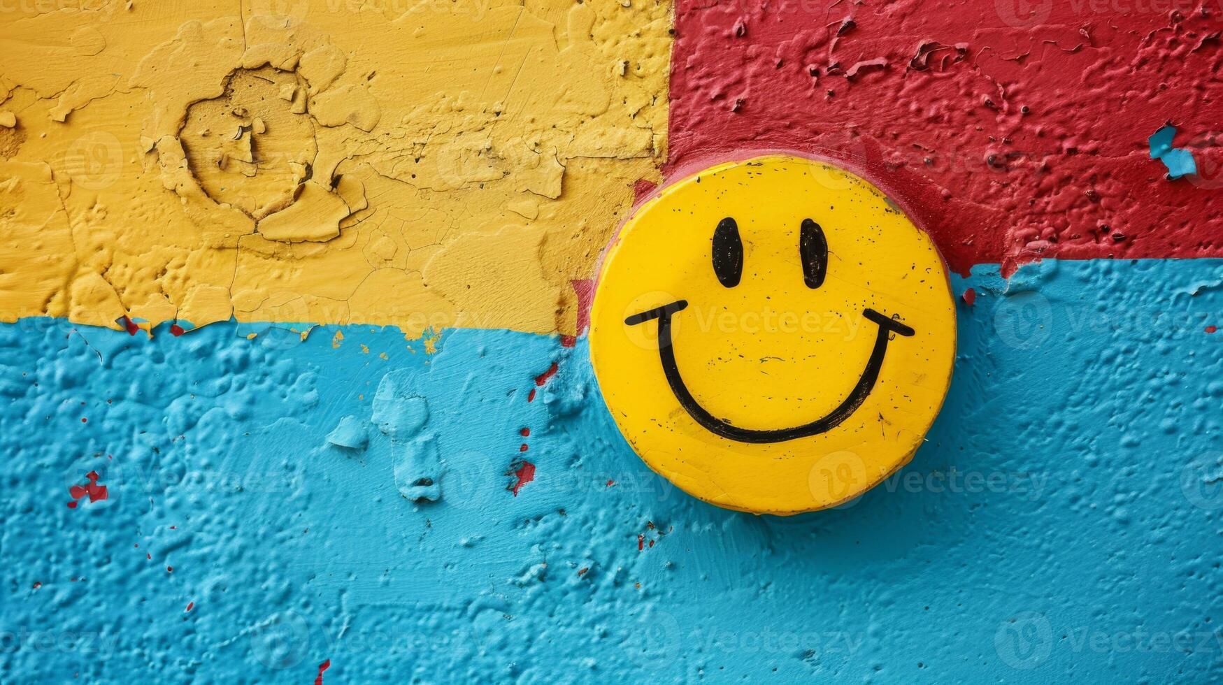 AI generated Smile face on wall. Concept of good mood. photo