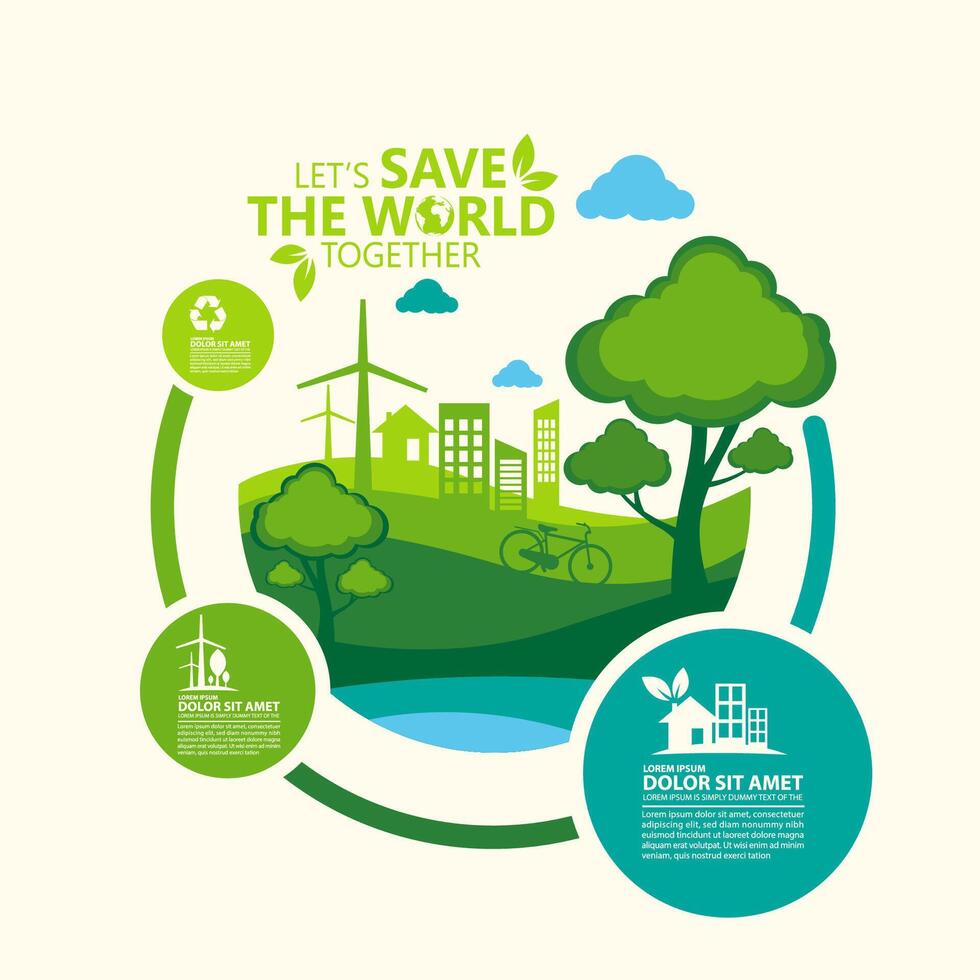 Ecology.Green cities help the world with eco-friendly concept ideas.vector illustration vector