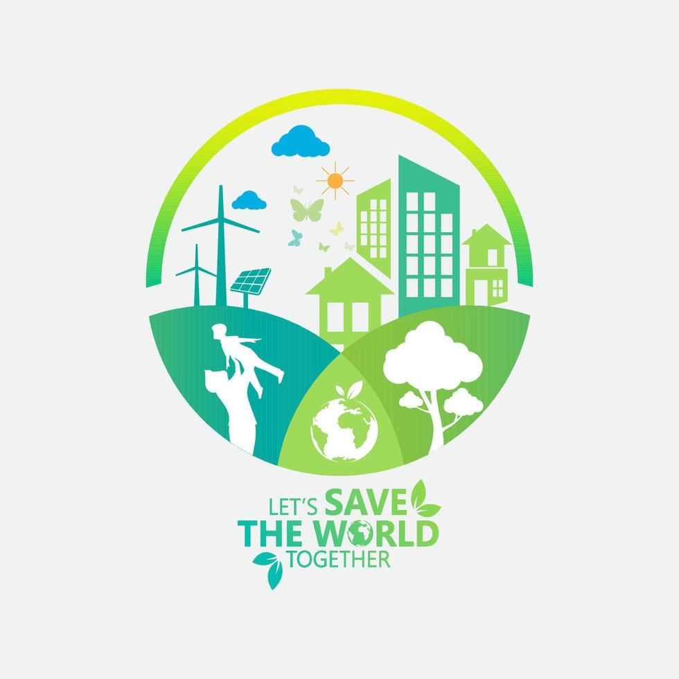 Environment. Let's Save the World Together vector