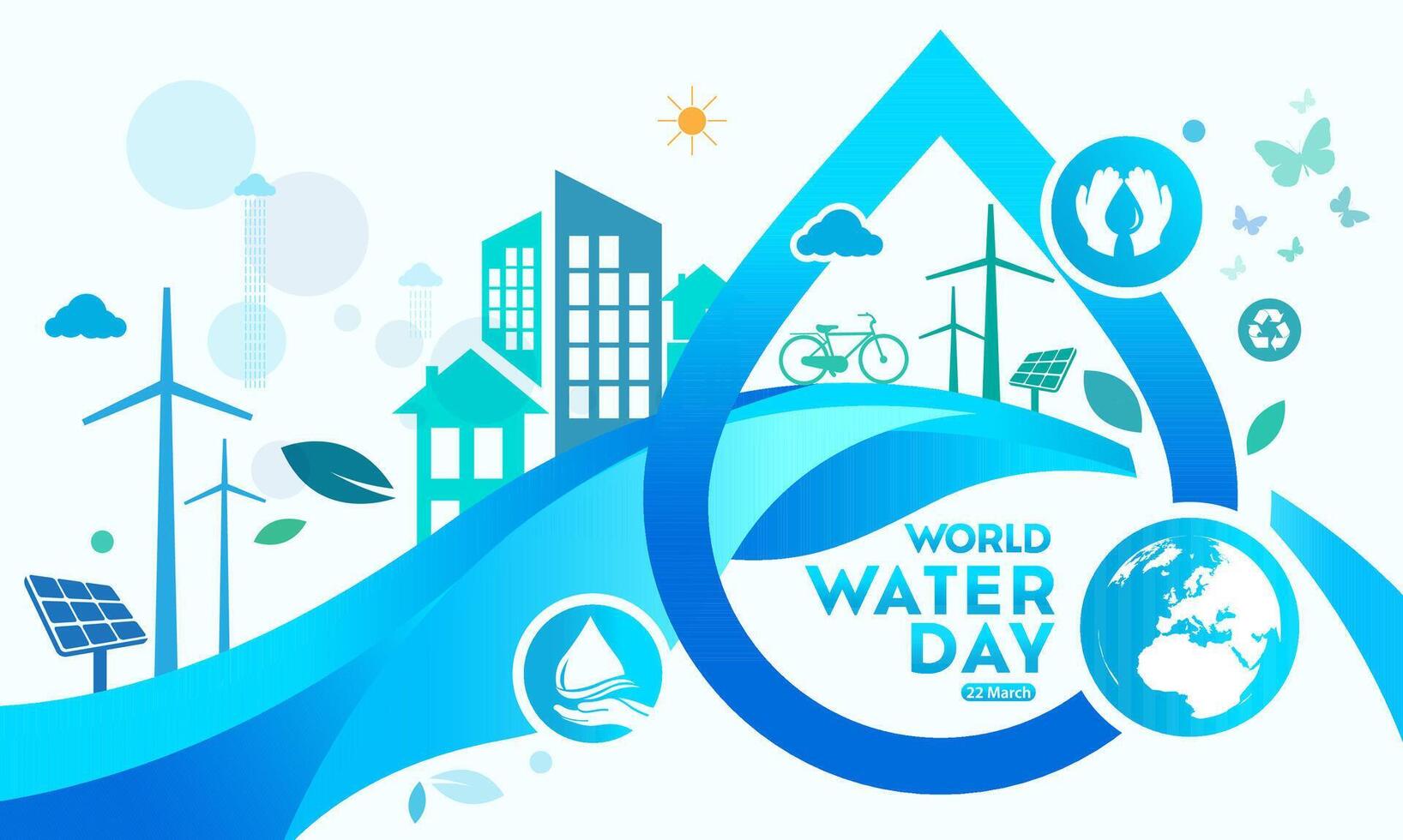 world water day , save the water Logo design template vector