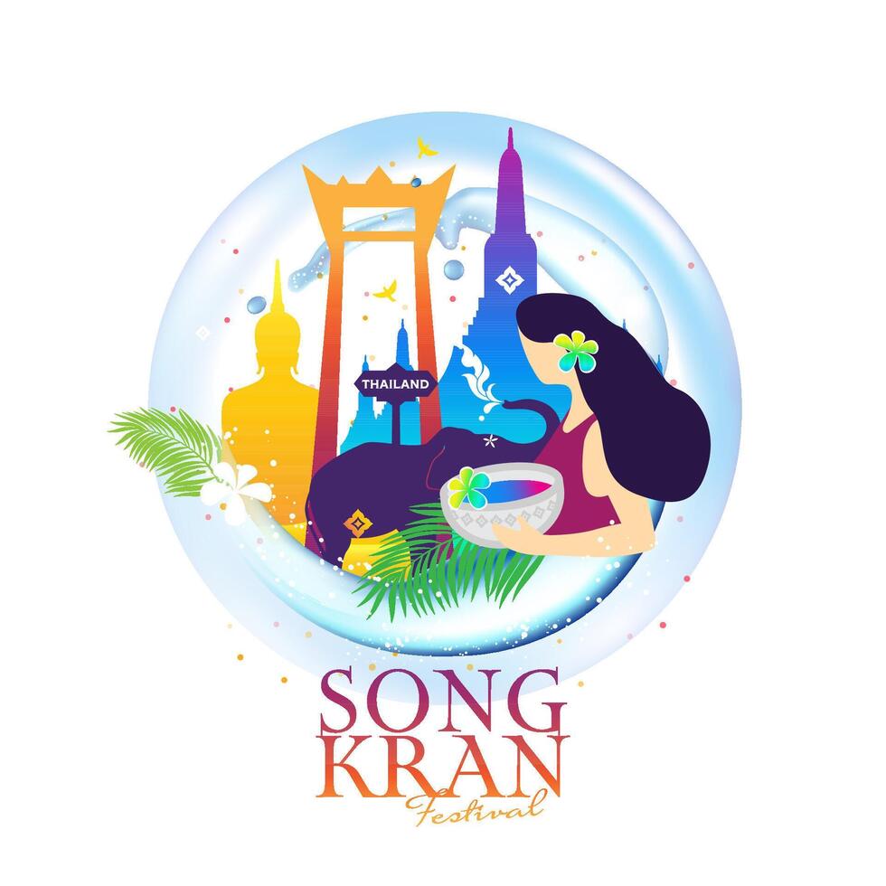 concepto de Tailandia agua festival divertido, Songkran día logo diseño modelo vector