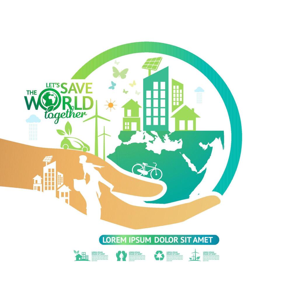 Environment. Let's Save the World Together vector