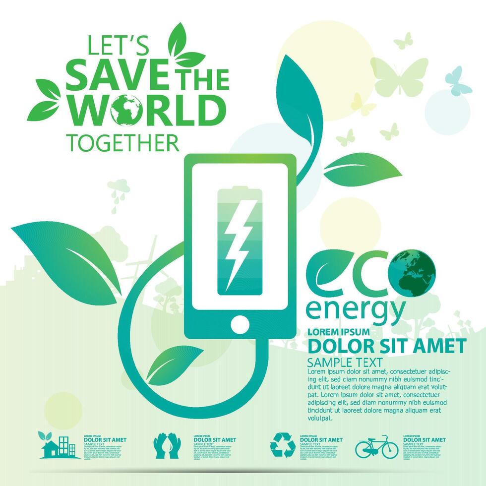 Ecology.Green cities help the world with eco-friendly concept ideas.vector illustration vector