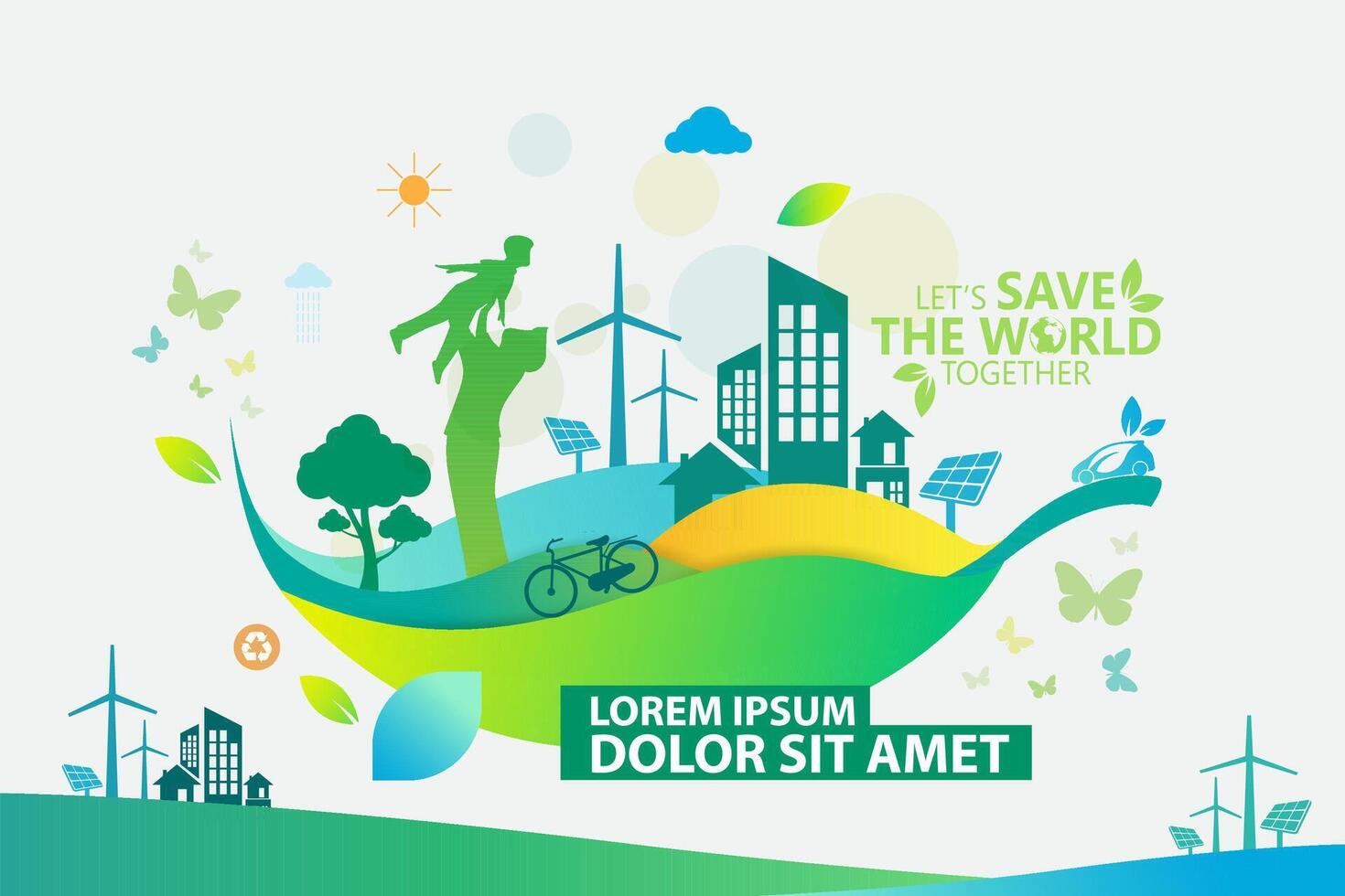 Environment. Let's Save the World Together vector