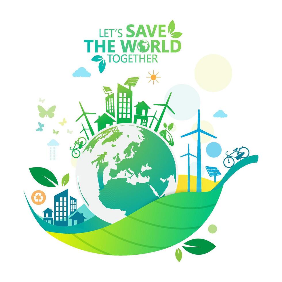 Environment. Let's Save the World Together vector