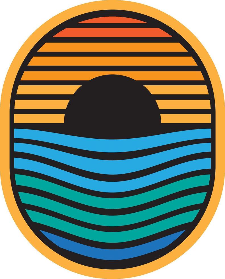Sunset vintage  line logo design vector