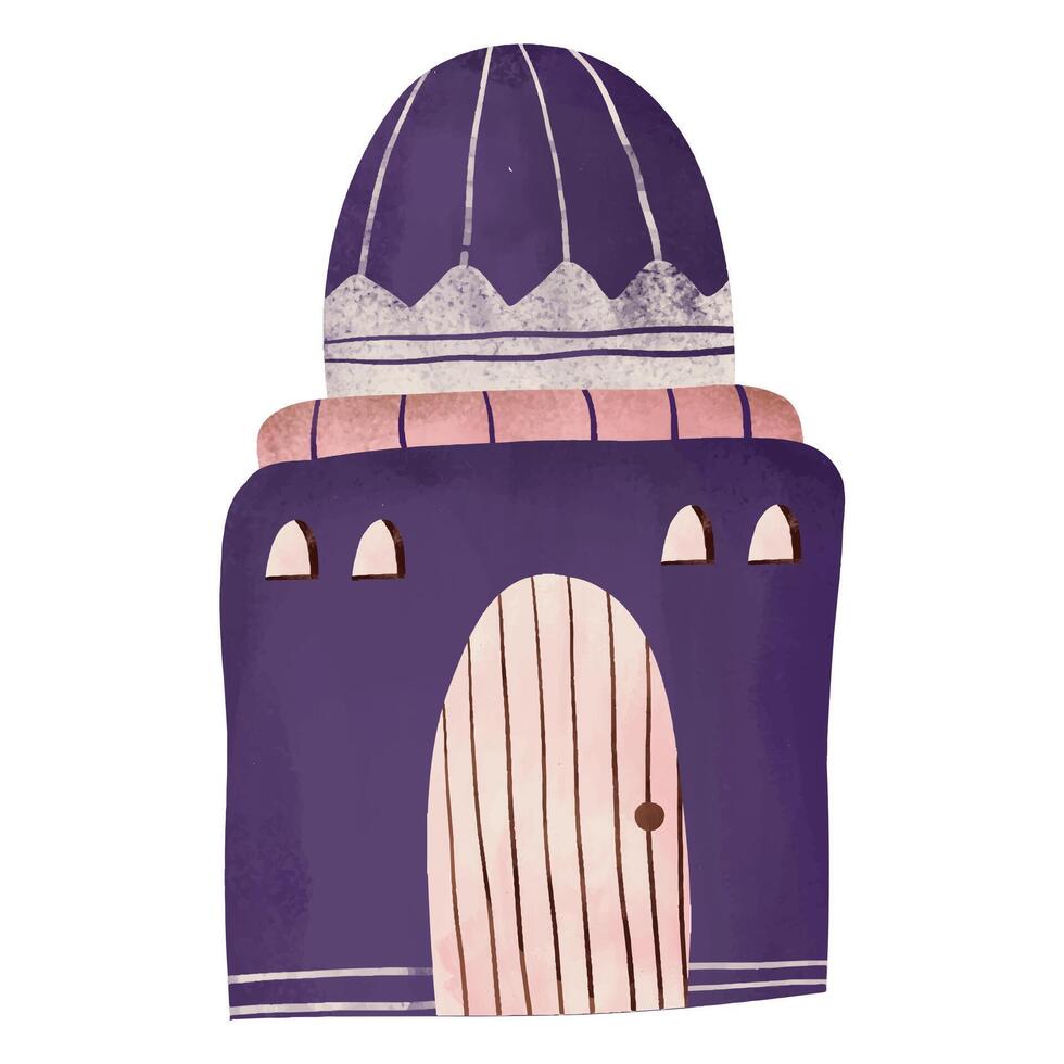 mezquita o Arábica casa acuarela ilustración vector
