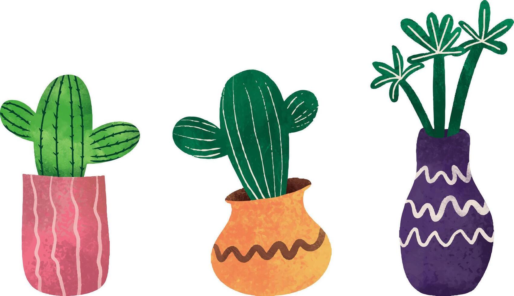 Houseplant on pot watercolor illustration vector