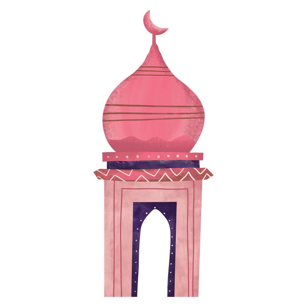 mosque or arabic house watercolor illustration vector