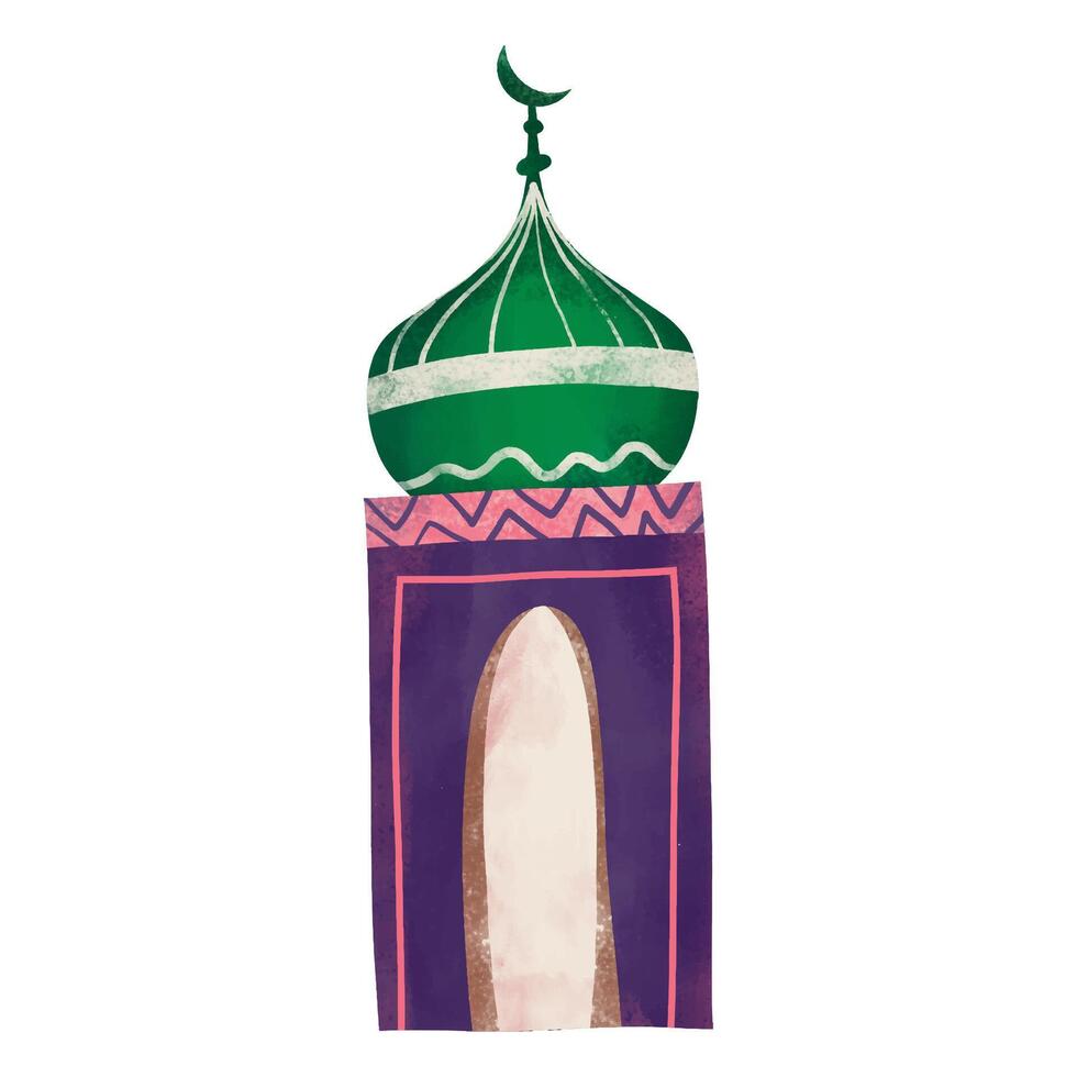 mosque or arabic house watercolor illustration vector