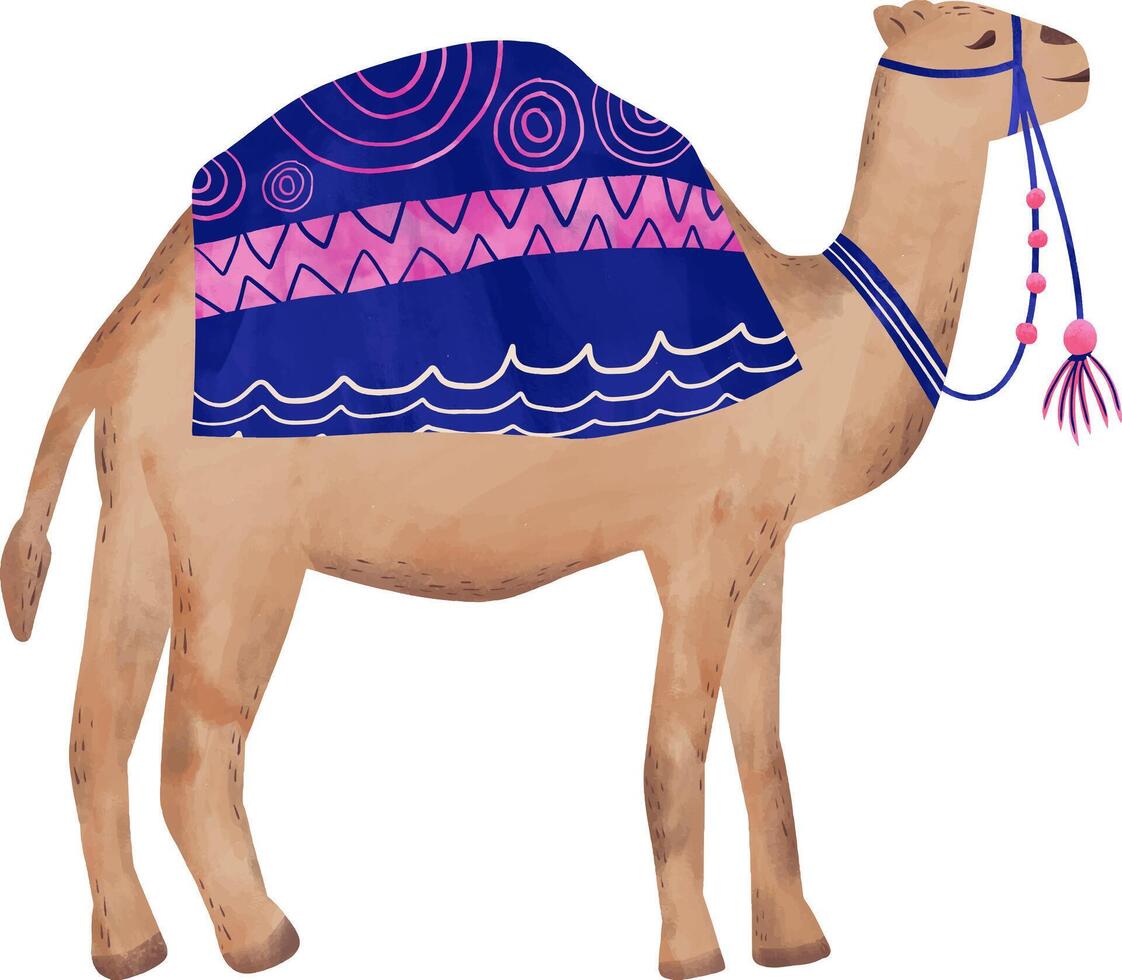 camel watercolor vector illustration