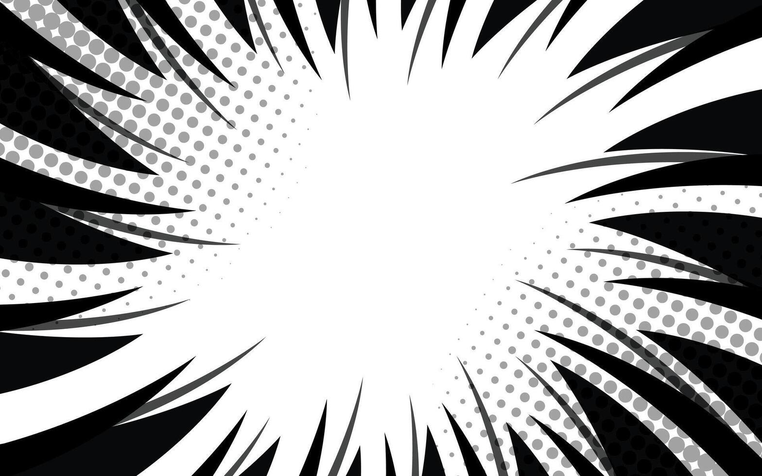 Comic book action lines background. Manga speed frames, superhero action. Black and white vector retro illustration