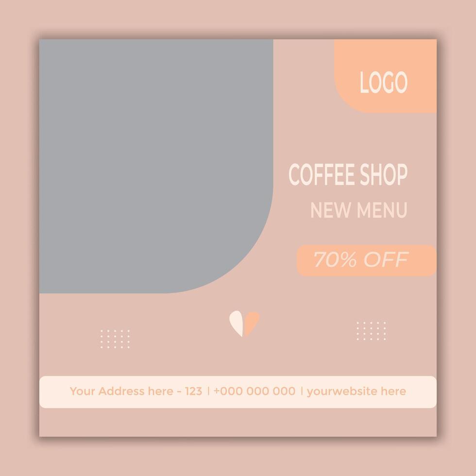 coffee drink menu sale promotional social media post banner template vector