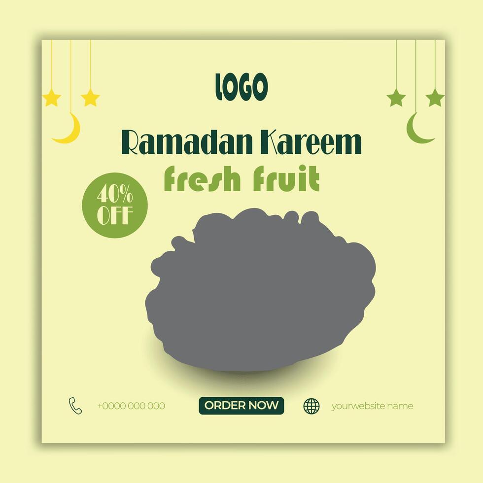 Ramadan Kareem fresh fruit social media post banner template vector