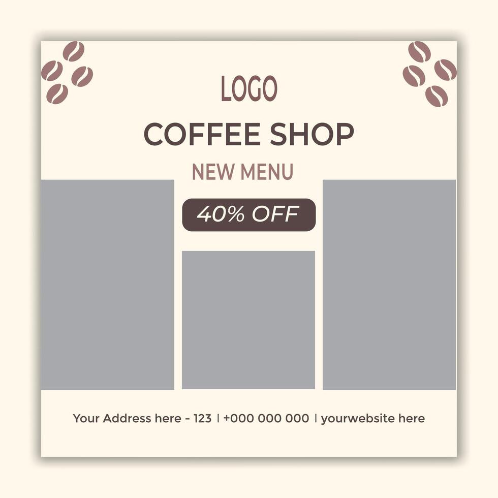 coffee drink menu sale promotional social media post banner template vector