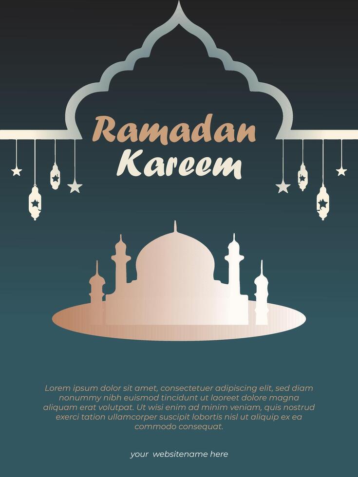 Ramadán kareem vertical póster modelo vector