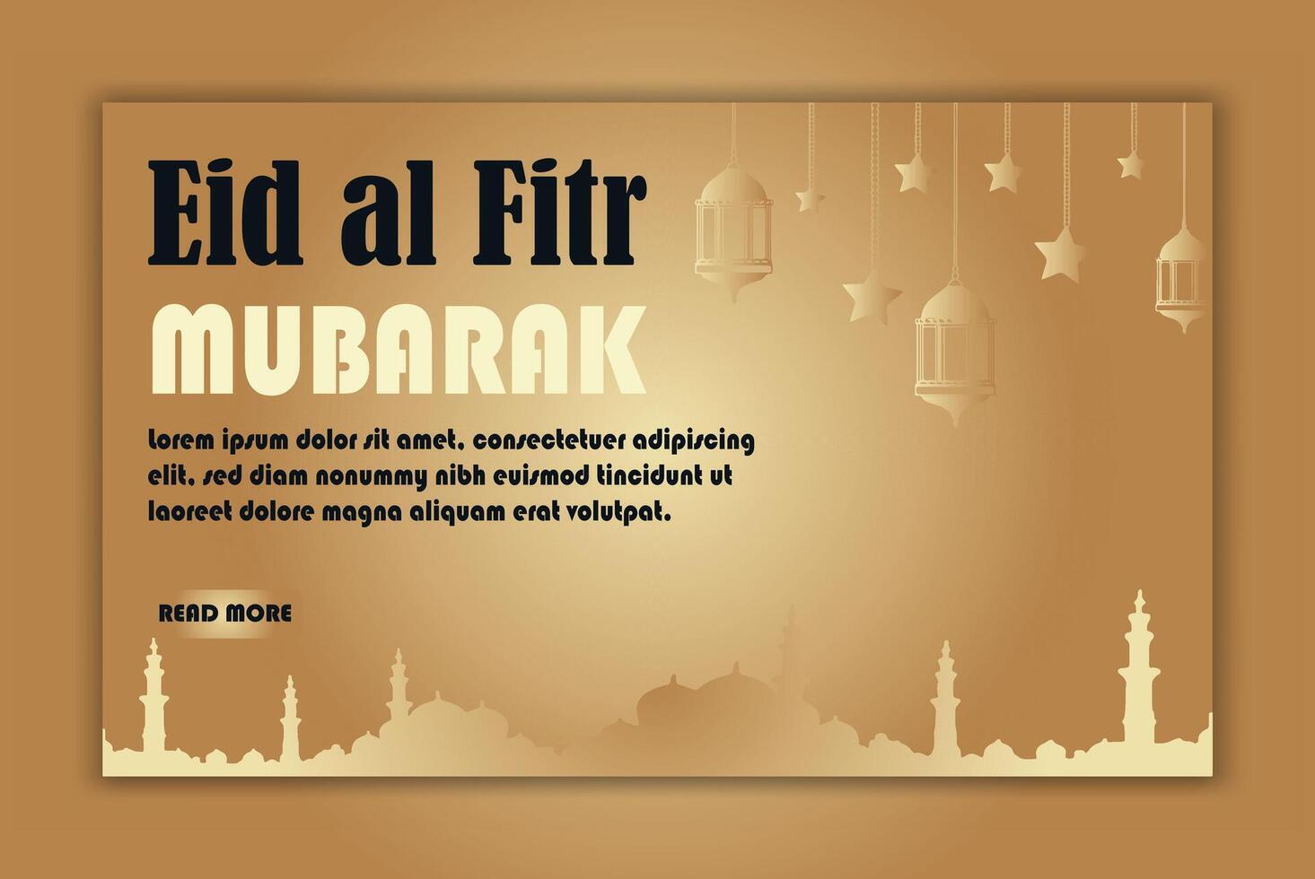 Eid al-Fitr horizontal banner template  with Mosque vector