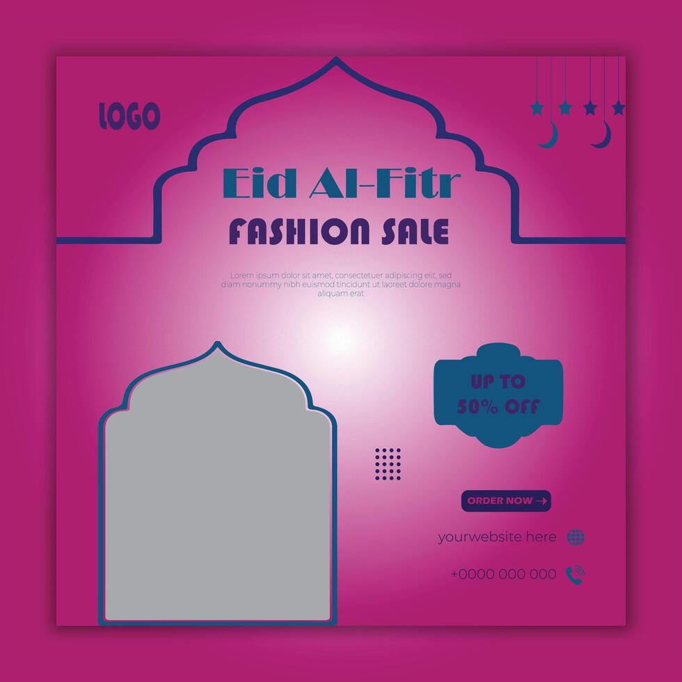 Eid Al Fitr fashion sale social media banner post template vector