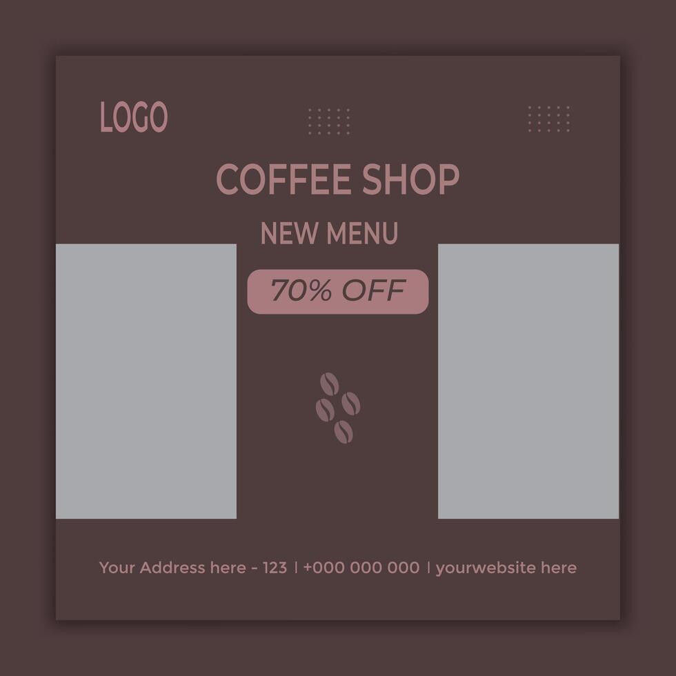 coffee drink menu sale promotional social media post banner template vector