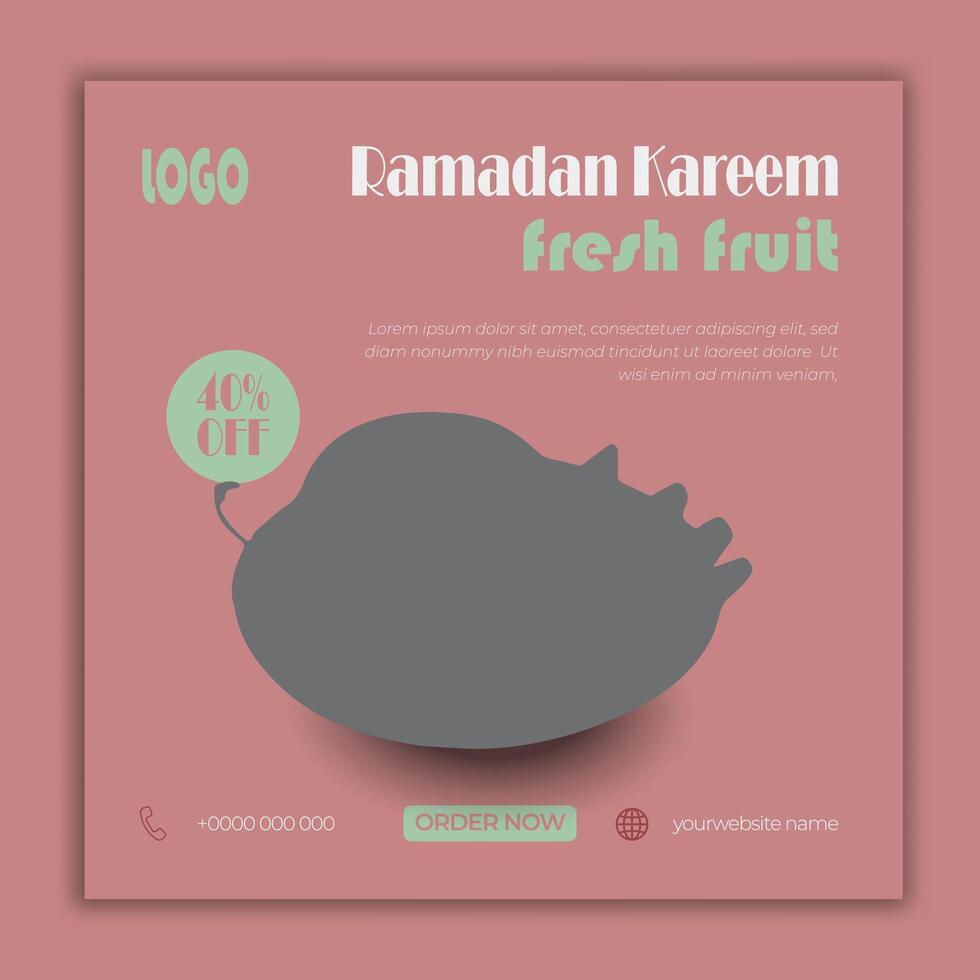 Ramadan Kareem fresh fruit social media post banner template vector