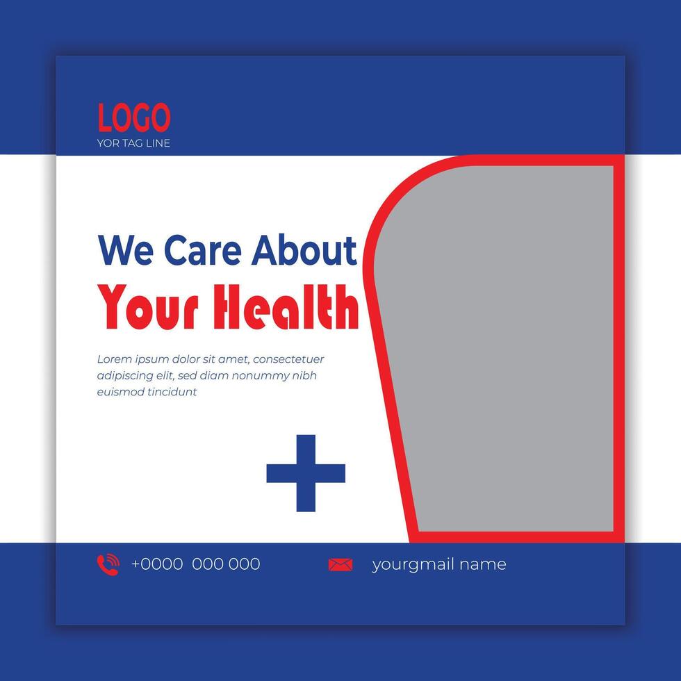 Medical social media post template. Modern banner design vector