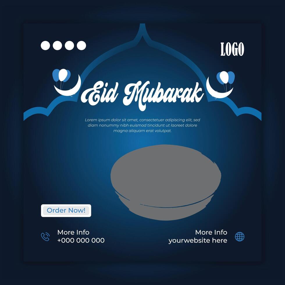 Eid Mubarak and food banner social media post template vector