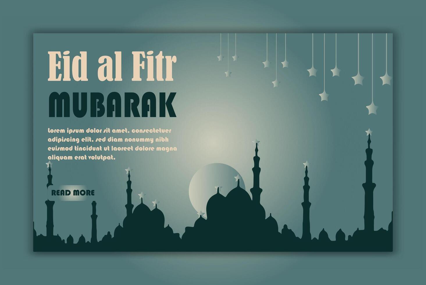 Eid al-Fitr horizontal banner template  with Mosque vector