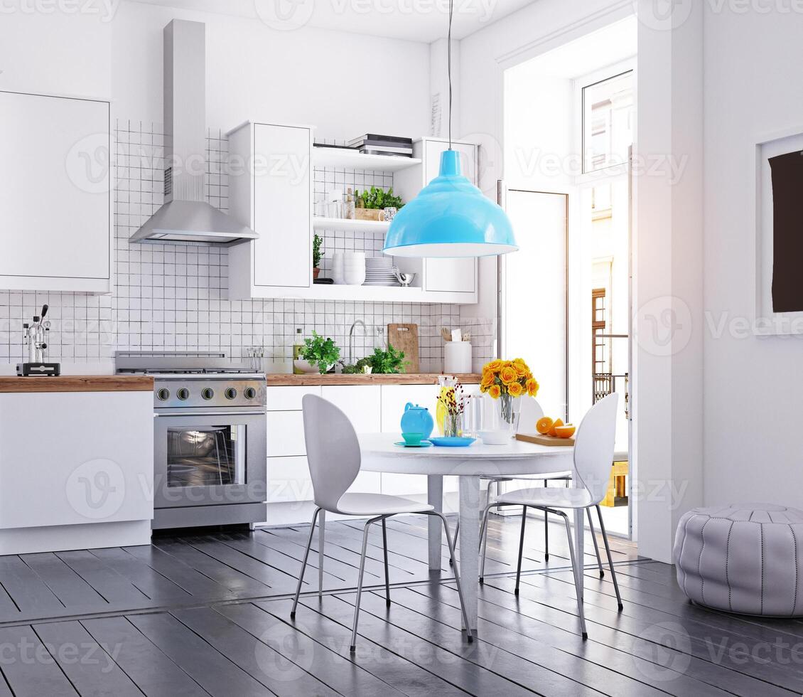 modern scandinavian style kitchen interior. photo