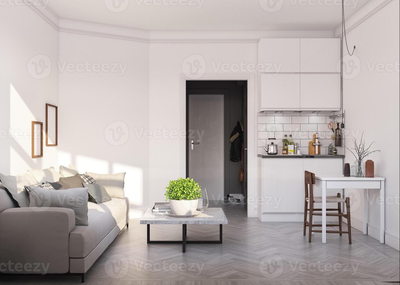 escandinavo estilo vivo habitación diseño. foto