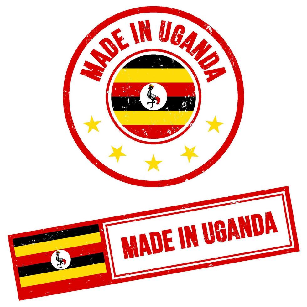 hecho en Uganda sello firmar grunge estilo vector