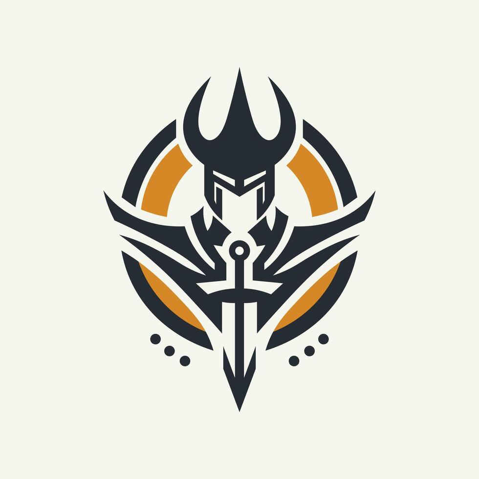 Warrior icon logo. Knight symbol. Shield. Isolated vector illustration.