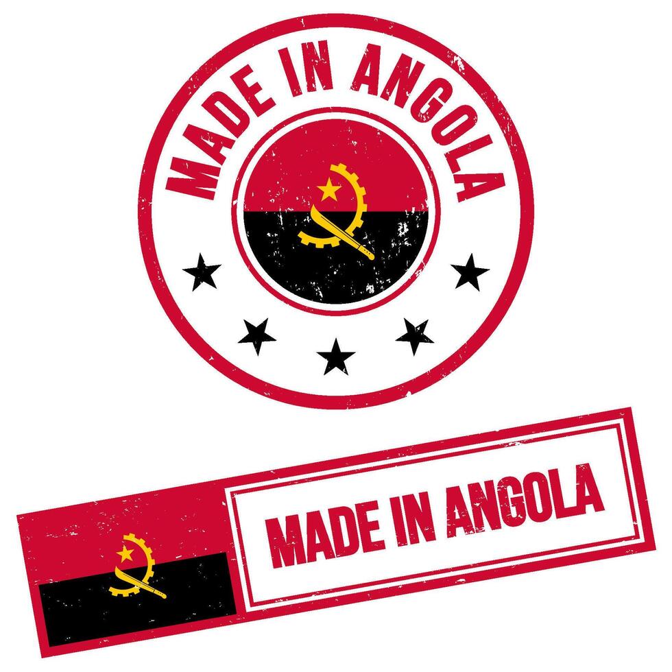 hecho en angola caucho sello firmar grunge estilo vector