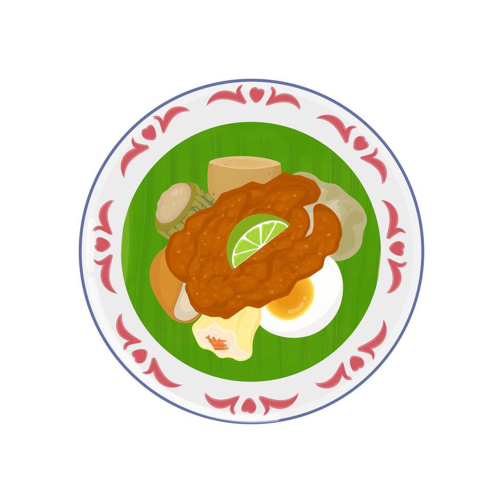 logo ilustración vector tradicional indonesio comida siomay