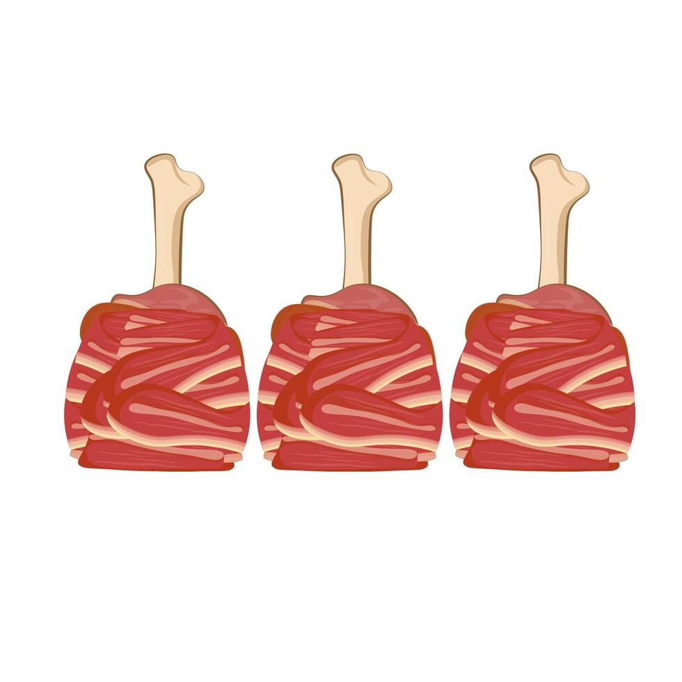 Chicken drumsticks or chicken lollipop Wrapped in Beef Bacon vector illustration logo