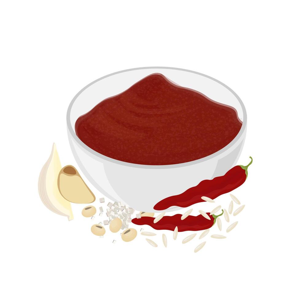 picante coreano fermentado salsa gochujang vector ilustración logo