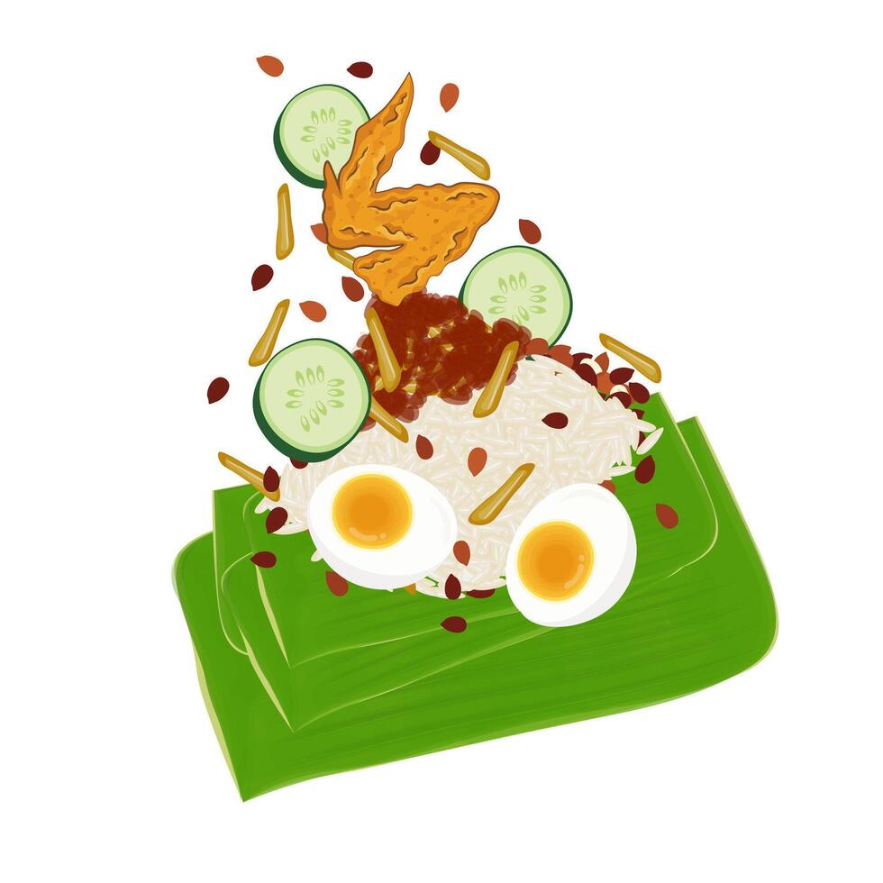 nasi lemak levitación vector ilustración logo