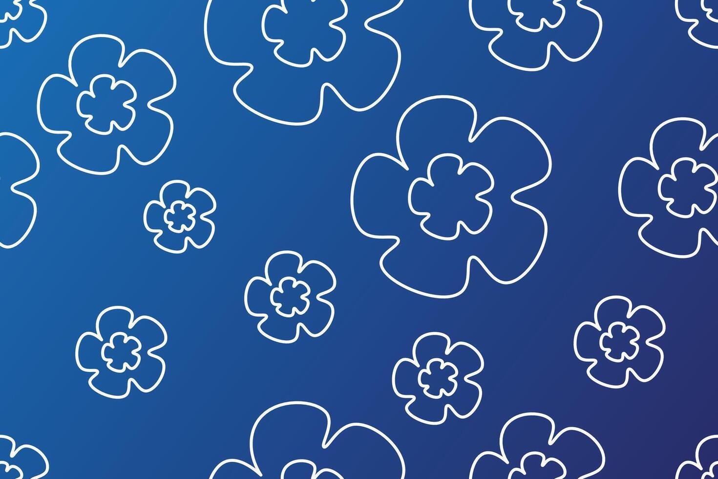 blossoms Pattern Gradeint blue Backgrond vector