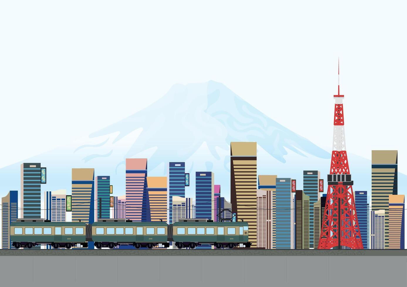 japanese skylines illustration vector