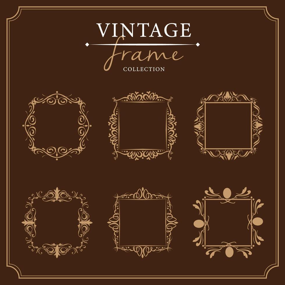 Vintage frames set. Retro design elements. illustration. vector