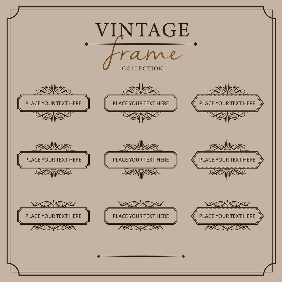 Vintage frames set. Retro design elements. illustration. vector