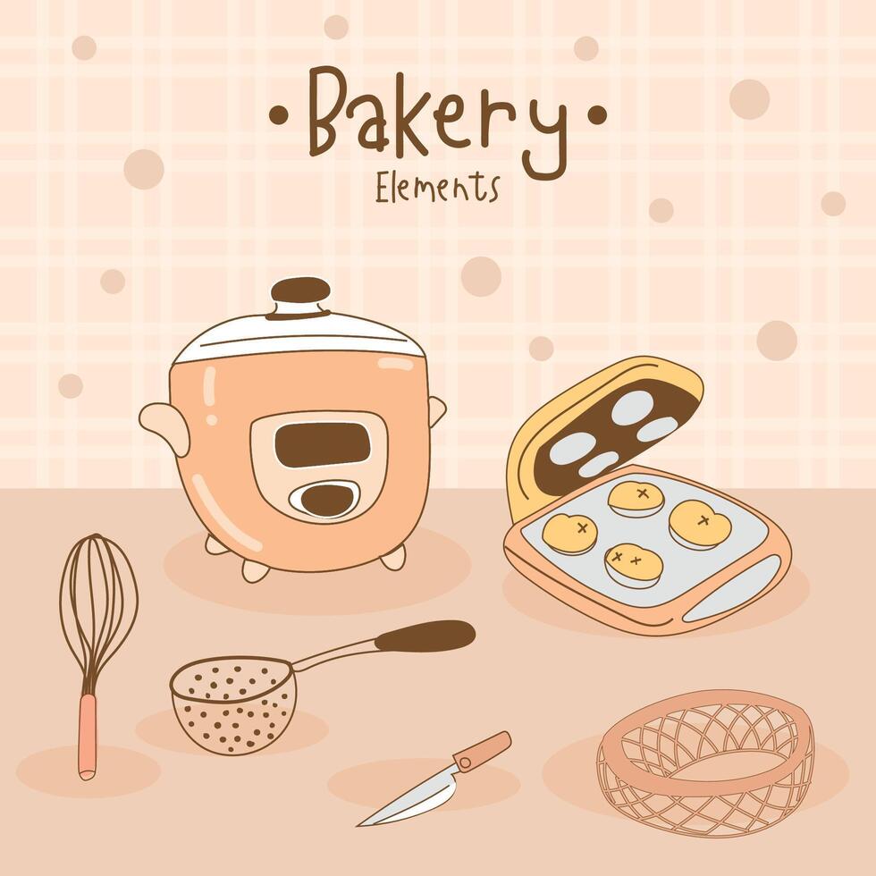 cocina utensilios y panadería herramientas garabatear. mano dibujado vector ilustración.