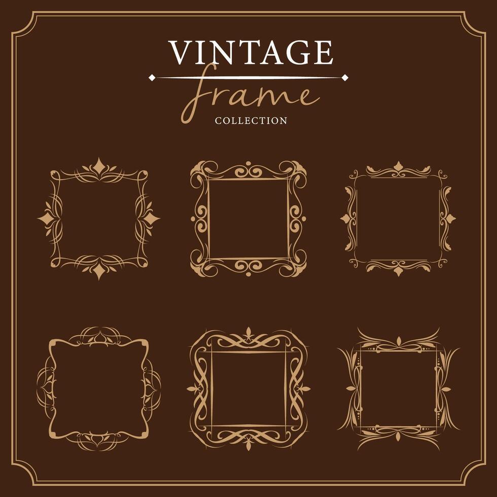 Vintage frames set. Retro design elements. illustration. vector