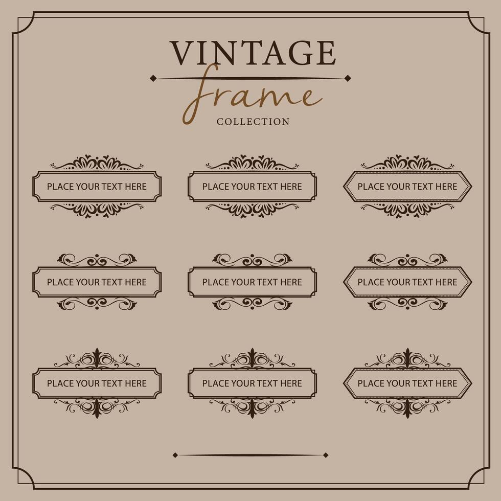 Vintage frames set. Retro design elements. illustration. vector