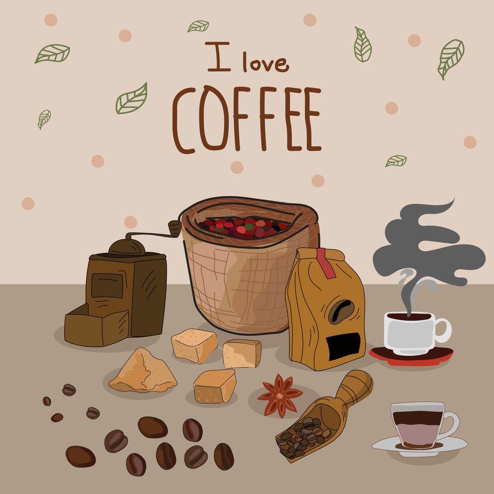 Coffee time graphic design set. Vector illustration.